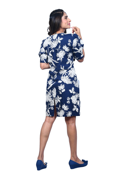 Viscose Blue Blossom Mini Dress 